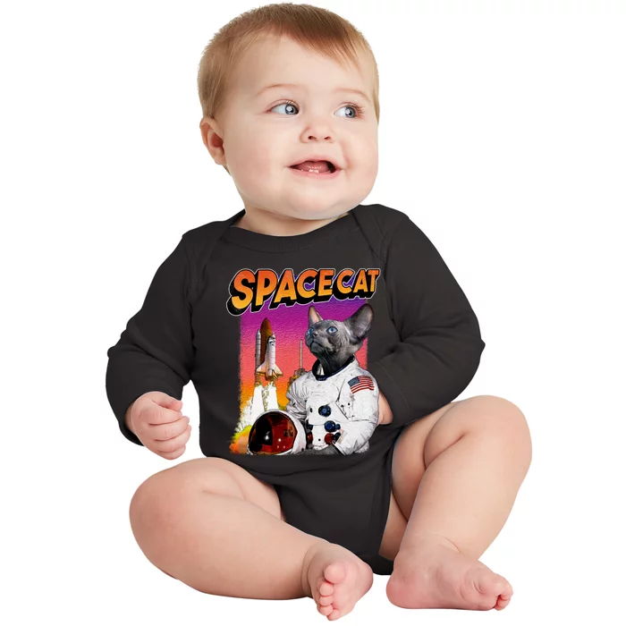 Space Cat Baby Long Sleeve Bodysuit