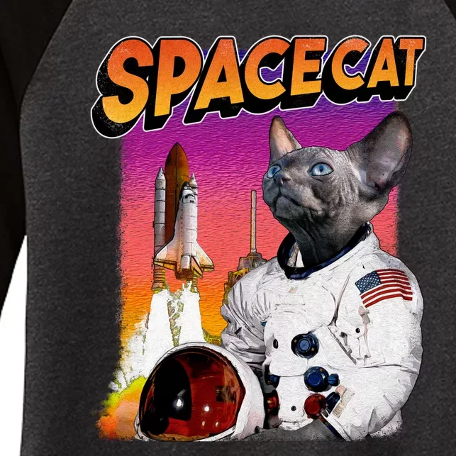 Space Cat Women's Tri-Blend 3/4-Sleeve Raglan Shirt