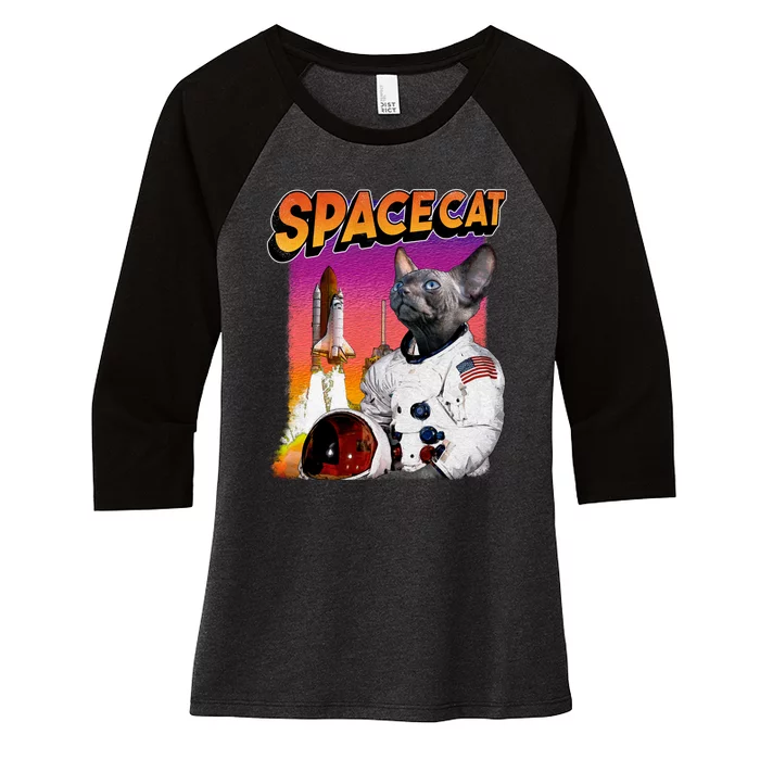 Space Cat Women's Tri-Blend 3/4-Sleeve Raglan Shirt