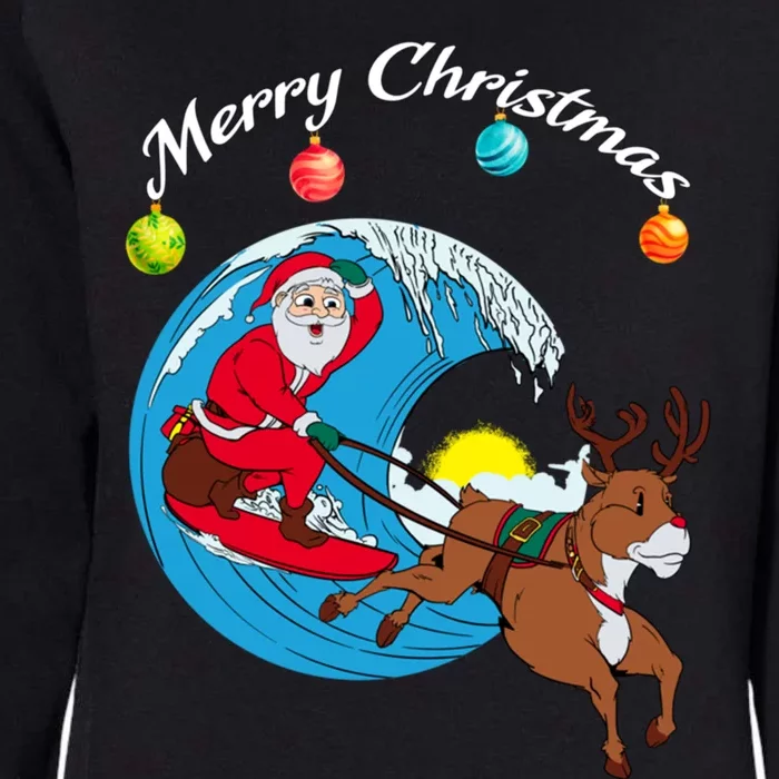 Surfing Christmas Santa Claus Is Coming To Town Gift Womens California Wash Sweatshirt