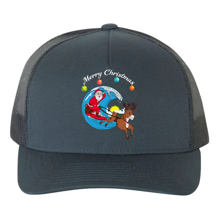 Surfing Christmas Santa Claus Is Coming To Town Gift Yupoong Adult 5-Panel Trucker Hat