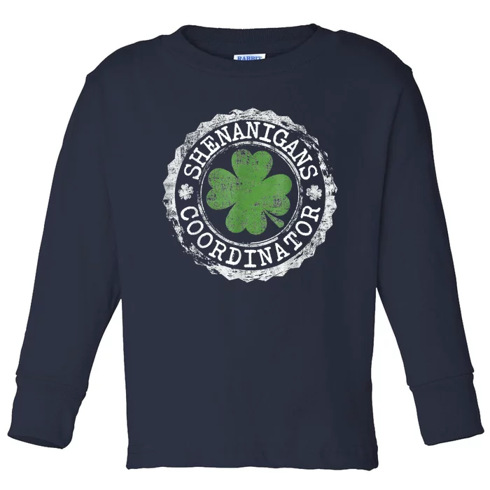 Shenanigans Coordinator Shamrock St. Patrick's Day Toddler Long Sleeve Shirt