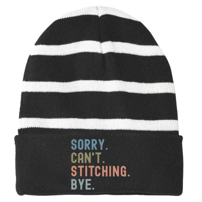 Sorry CanT Stitching Bye Striped Beanie with Solid Band