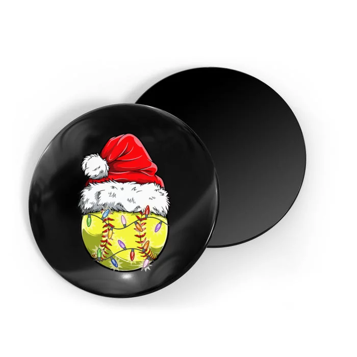 Softball Christmas Santa Hat Funny Holiday Gift Magnet