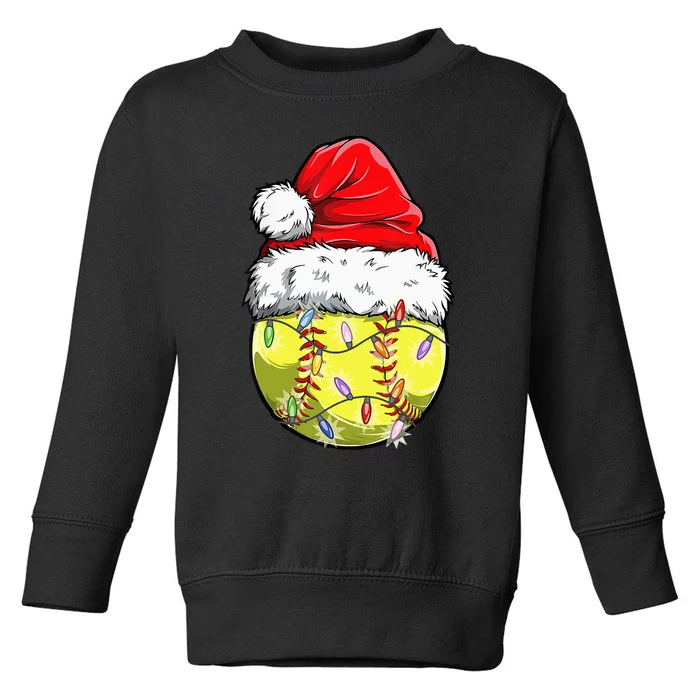 Softball Christmas Santa Hat Funny Holiday Gift Toddler Sweatshirt