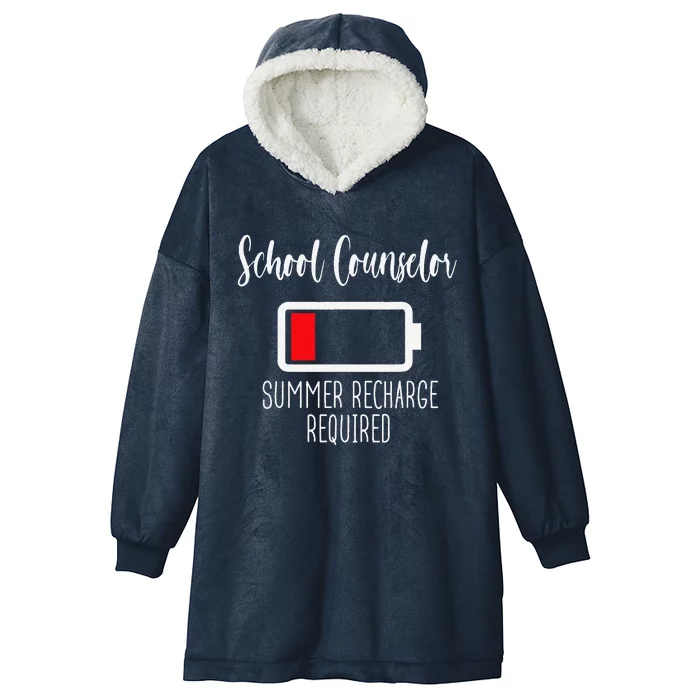 School Counselor Summer Recharge Required Last Day School Hooded Wearable Blanket