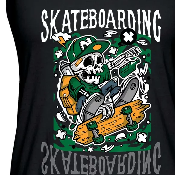 Santa Cruz Skateboarding Skull Skateboard Street Wear Ladies Essential Flowy Tank