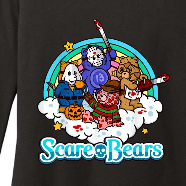 Scary Care Scare Bears Funny Halloween Horror Faces Custom Womens CVC Long Sleeve Shirt