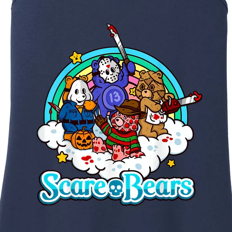 Scary Care Scare Bears Funny Halloween Horror Faces Custom Ladies Essential Tank