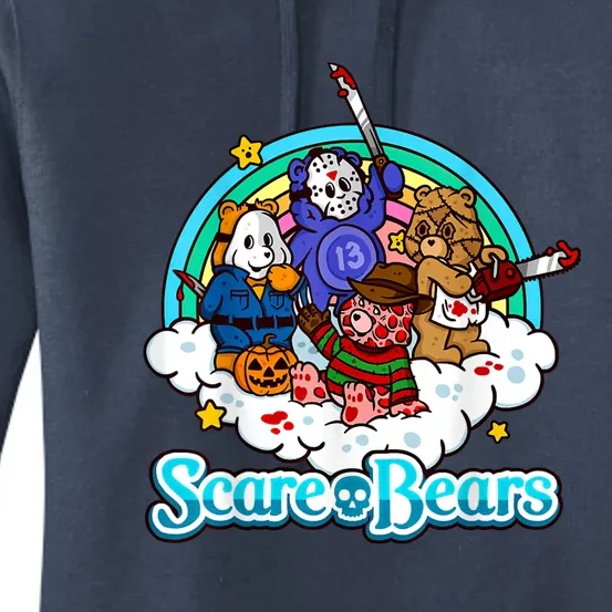 Scary Care Scare Bears Funny Halloween Horror Faces Custom Women's Pullover Hoodie