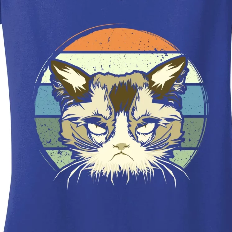 Sad Cat Sunset Cute Gift Women's V-Neck T-Shirt