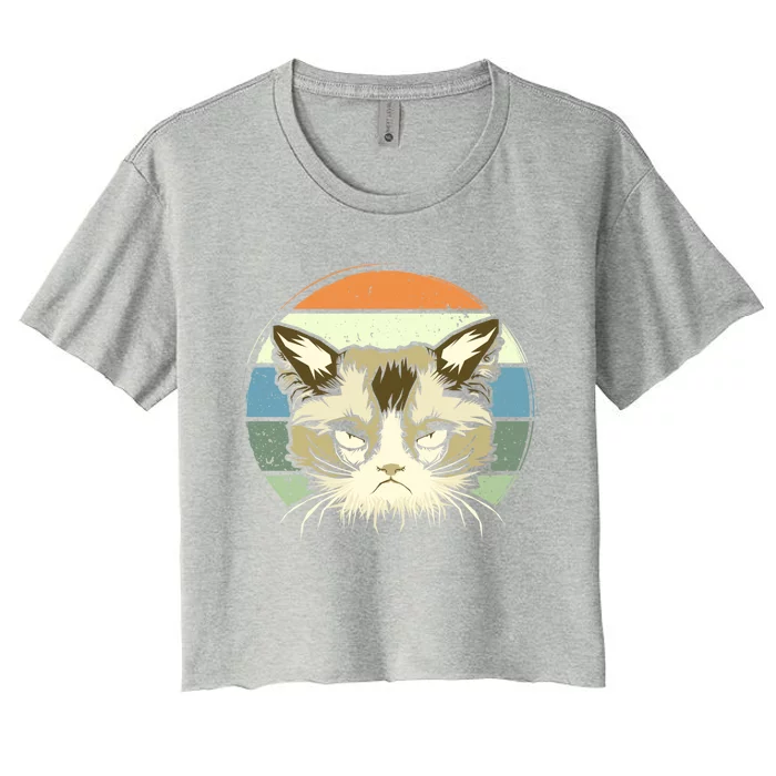 Sad Cat Sunset Cute Gift Women's Crop Top Tee