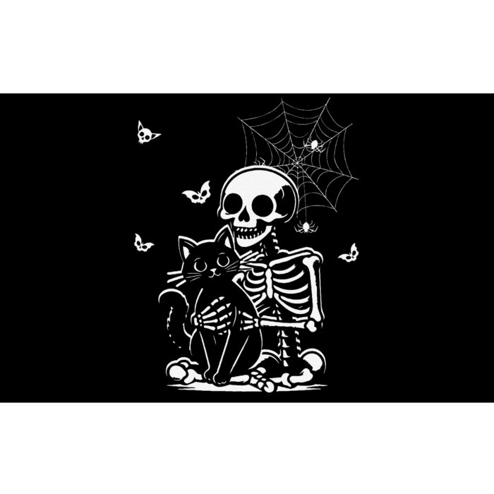 Skeleton Cat Skull Holding Kitty Cute Goth Halloween Bumper Sticker