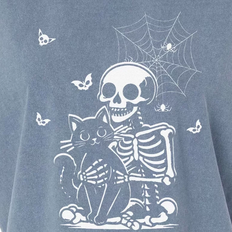 Skeleton Cat Skull Holding Kitty Cute Goth Halloween Garment-Dyed Women's Muscle Tee