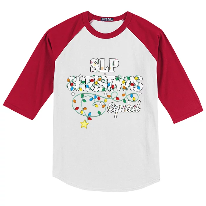 Slp Christmas Squad Speechlanguage Pathologist Xmas Lights Kids Colorblock Raglan Jersey