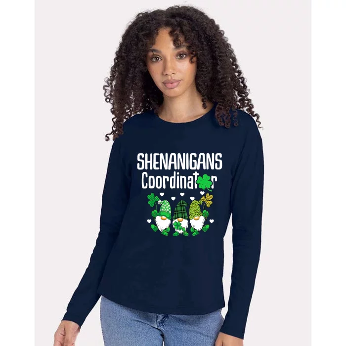 Shenanigans Coordinator St Patricks Day Gnomes Green Proud Womens Cotton Relaxed Long Sleeve T-Shirt