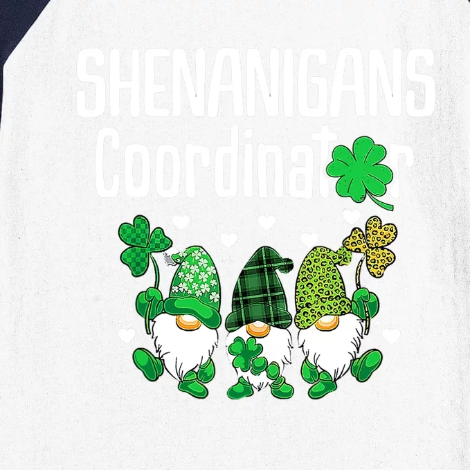 Shenanigans Coordinator St Patricks Day Gnomes Green Proud Baseball Sleeve Shirt