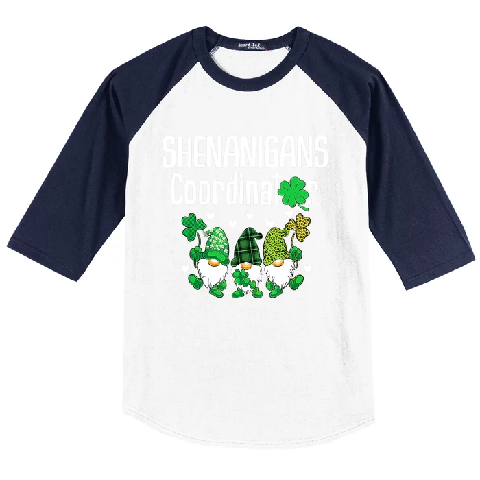 Shenanigans Coordinator St Patricks Day Gnomes Green Proud Baseball Sleeve Shirt