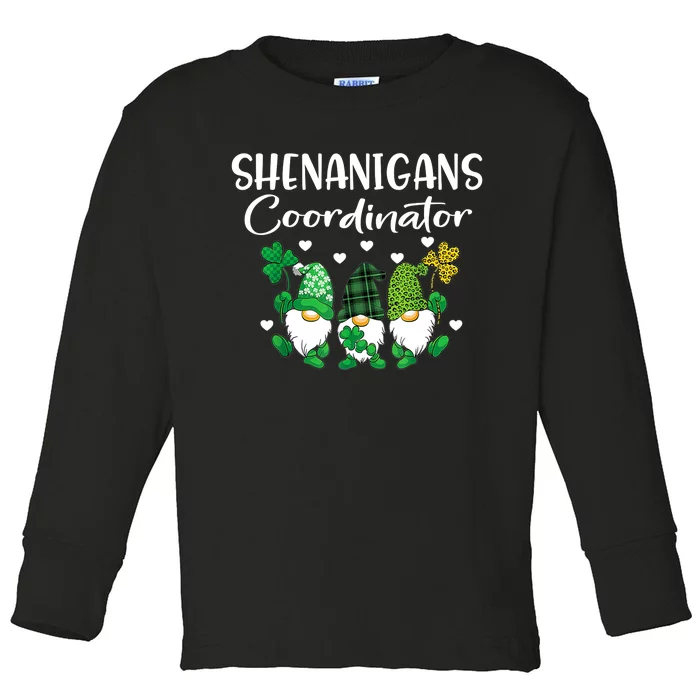 Shenanigans Coordinator St Patricks Day Gnomes Green Proud Toddler Long Sleeve Shirt