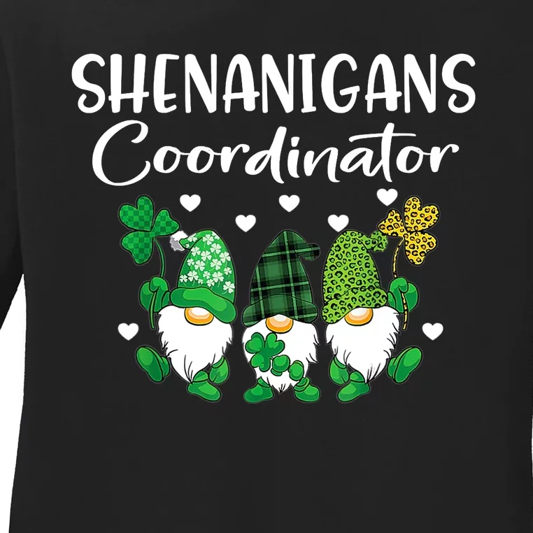 Shenanigans Coordinator St Patricks Day Gnomes Green Proud Ladies Long Sleeve Shirt