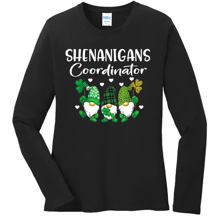 Shenanigans Coordinator St Patricks Day Gnomes Green Proud Ladies Long Sleeve Shirt