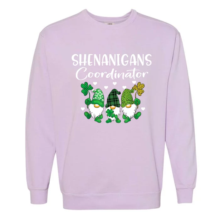 Shenanigans Coordinator St Patricks Day Gnomes Green Proud Garment-Dyed Sweatshirt