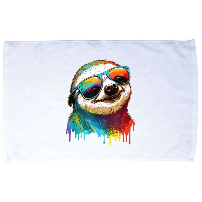 Sloth Colorful Sloth Outfit Sloth Lover Microfiber Hand Towel