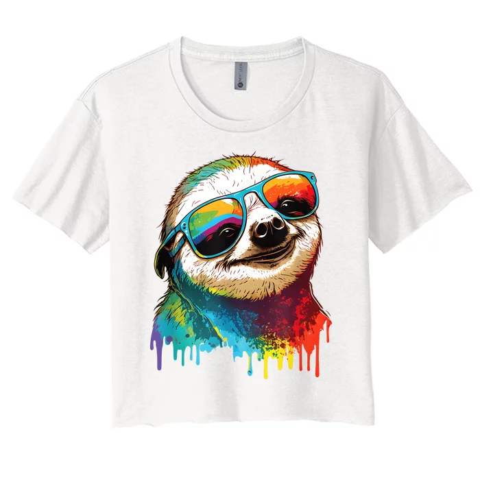 Sloth Colorful Sloth Outfit Sloth Lover Women's Crop Top Tee