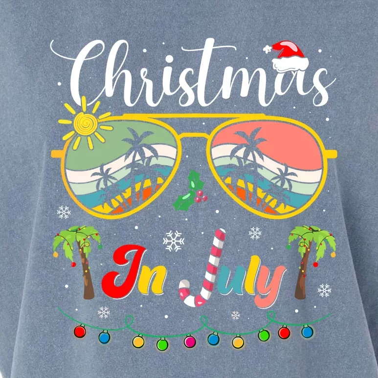 Santa Claus Sunglasses Beach Christmas In July Garment-Dyed Women's Muscle Tee