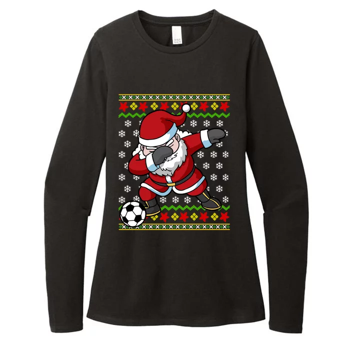 Santa Claus Soccer Dabbing Ugly Christmas Gift Womens CVC Long Sleeve Shirt