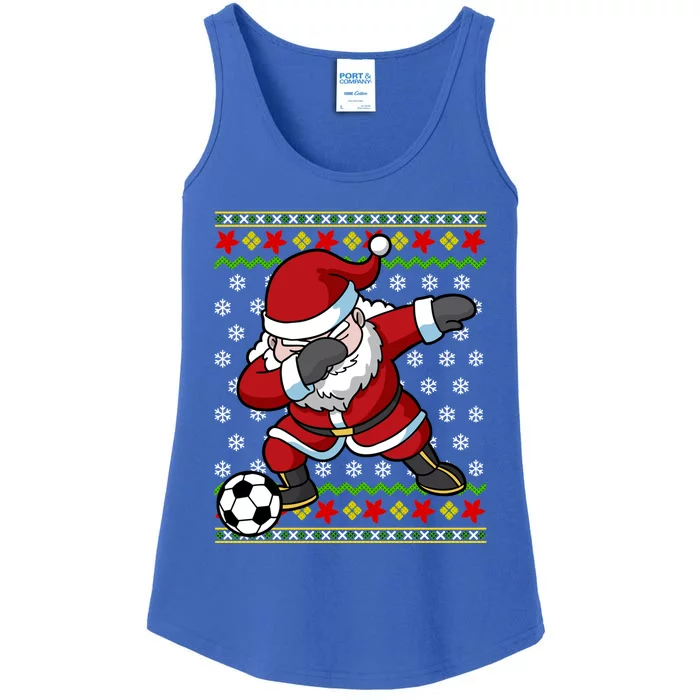 Santa Claus Soccer Dabbing Ugly Christmas Gift Ladies Essential Tank