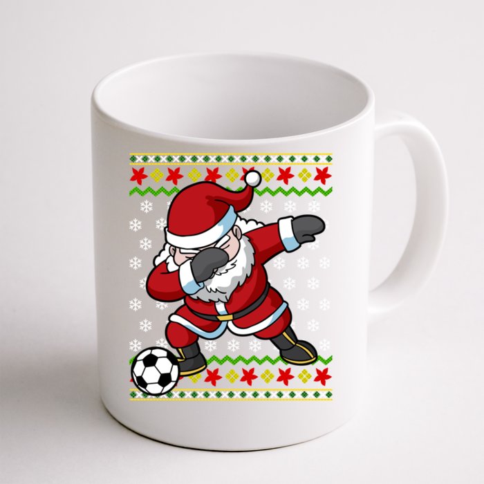 Santa Claus Soccer Dabbing Ugly Christmas Gift Front & Back Coffee Mug