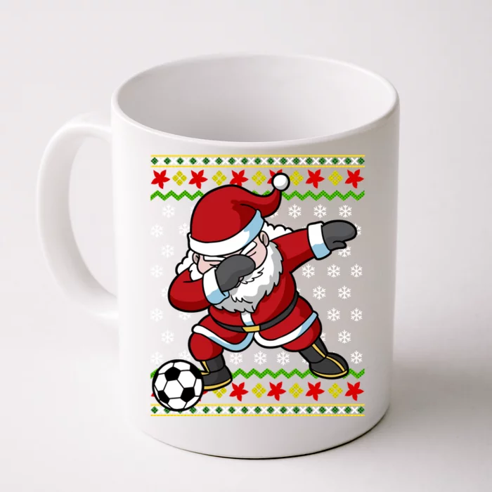 Santa Claus Soccer Dabbing Ugly Christmas Gift Front & Back Coffee Mug