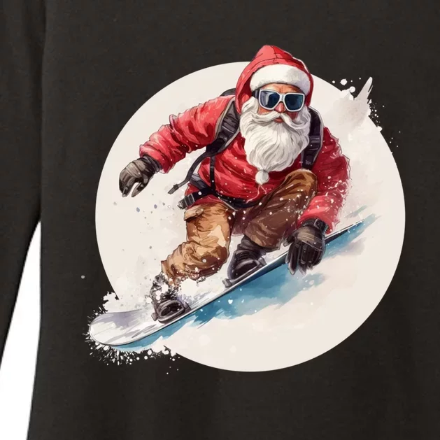 Snowboarding Christmas Santa Claus Snowboarder Winter Sport Gift Womens CVC Long Sleeve Shirt