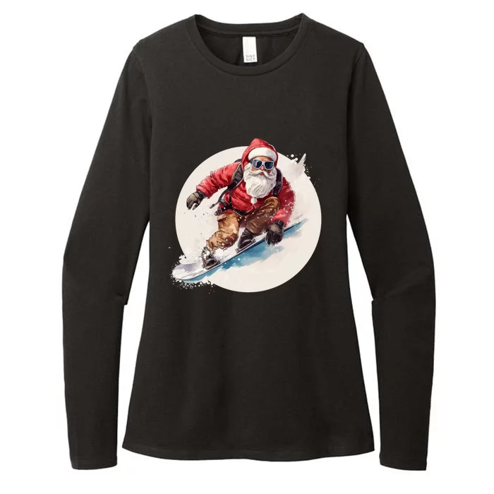 Snowboarding Christmas Santa Claus Snowboarder Winter Sport Gift Womens CVC Long Sleeve Shirt