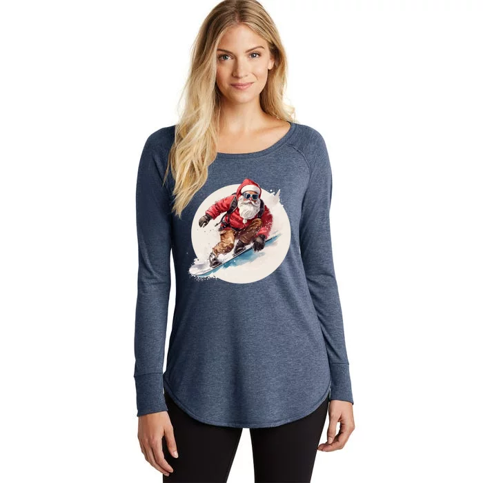 Snowboarding Christmas Santa Claus Snowboarder Winter Sport Gift Women's Perfect Tri Tunic Long Sleeve Shirt