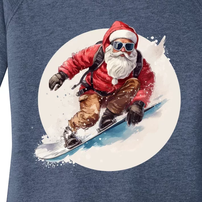 Snowboarding Christmas Santa Claus Snowboarder Winter Sport Gift Women's Perfect Tri Tunic Long Sleeve Shirt