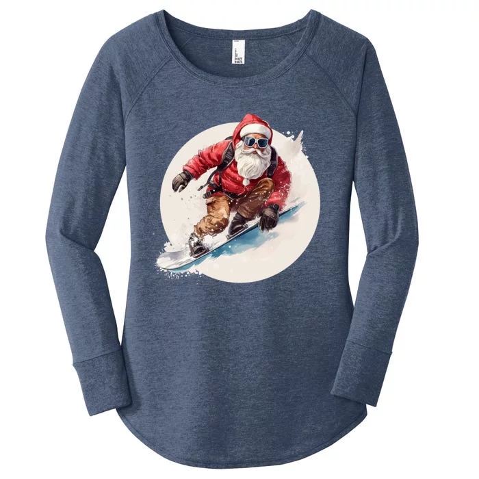 Snowboarding Christmas Santa Claus Snowboarder Winter Sport Gift Women's Perfect Tri Tunic Long Sleeve Shirt