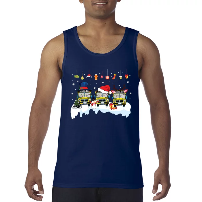 Santa Claus School Bus Driver Christmas Costume Xmas Pajama Tank Top