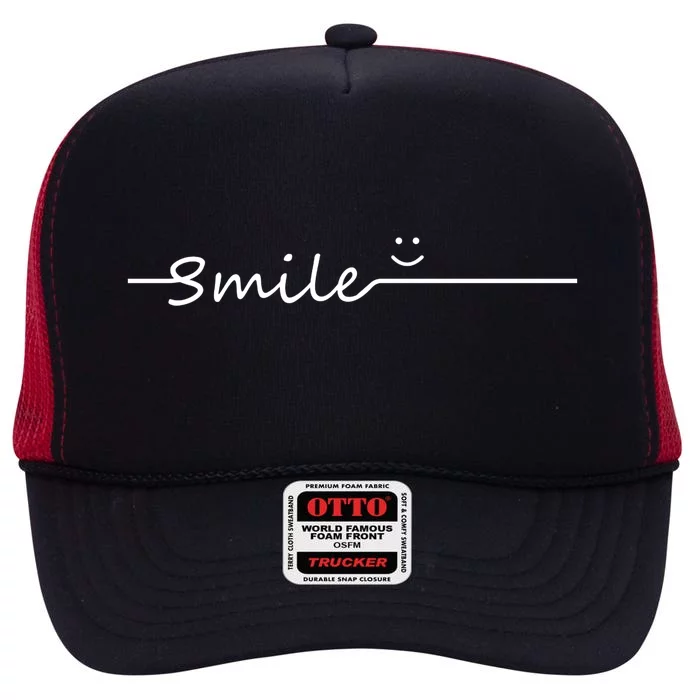 Smile Cute Smiley Face Gift High Crown Mesh Trucker Hat