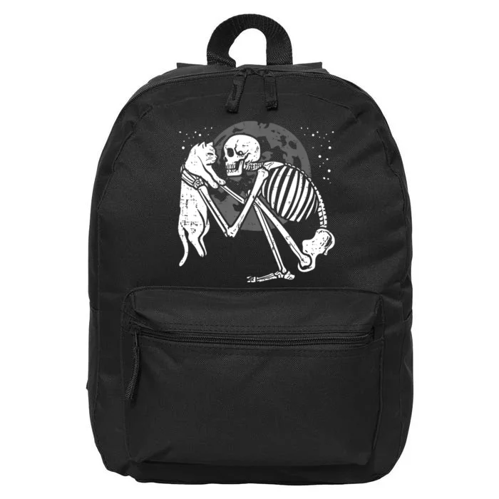 Skeleton Cat Skull Kitty Cute Goth Halloween 16 in Basic Backpack