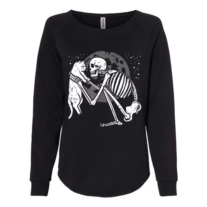 Skeleton Cat Skull Kitty Cute Goth Halloween Womens California Wash Sweatshirt