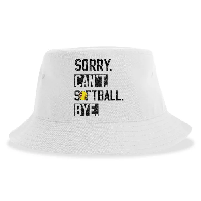 Sorry Can't softball Bye Funny softball Player vintage Sustainable Bucket Hat