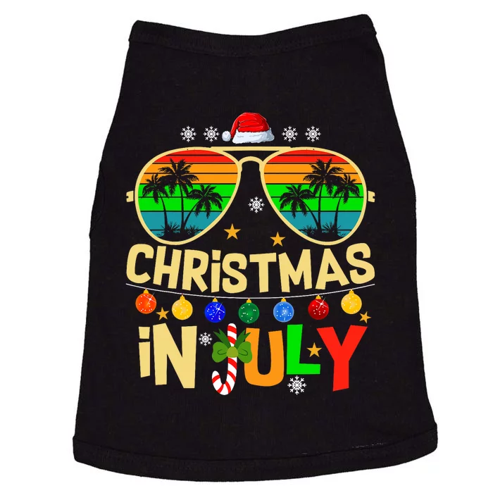 Santa Claus Sunglasses Beach Christmas In July Doggie Tank