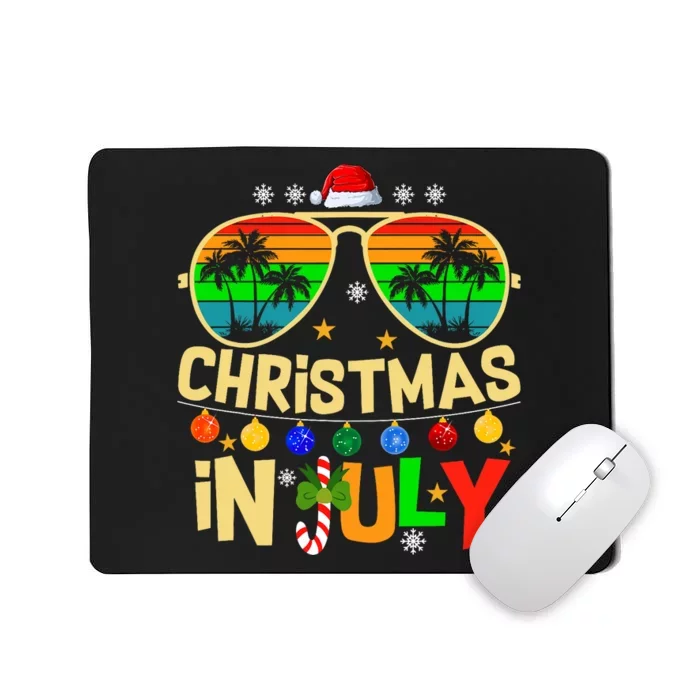 Santa Claus Sunglasses Beach Christmas In July Mousepad