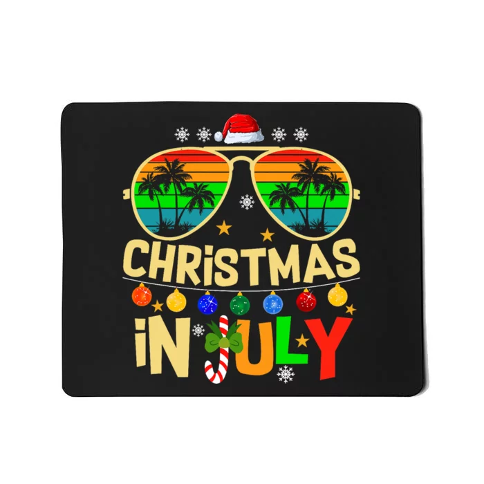 Santa Claus Sunglasses Beach Christmas In July Mousepad