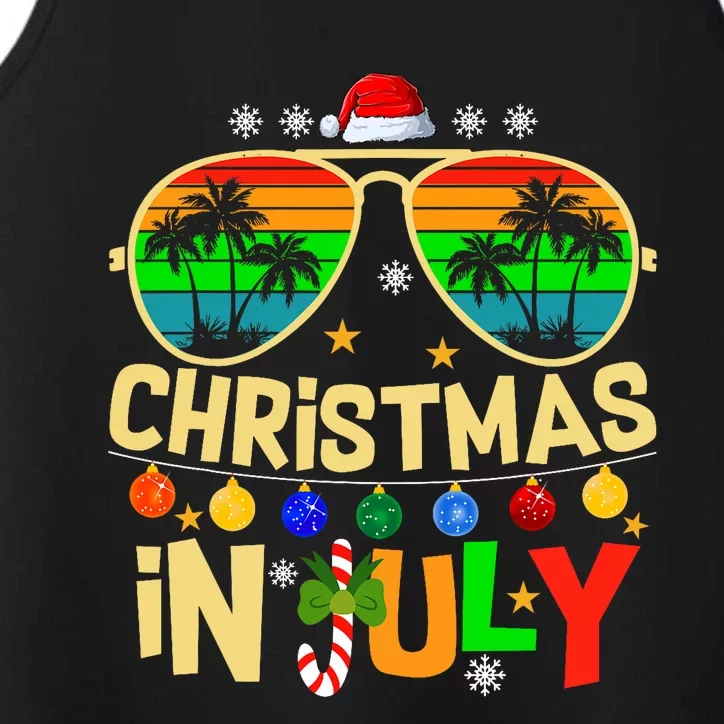 Santa Claus Sunglasses Beach Christmas In July Performance Tank