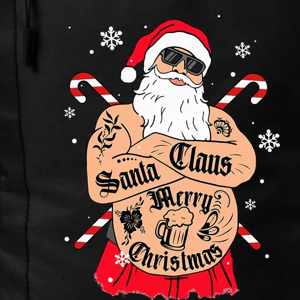 Santa Claus Sunglasses Tattoo Christmas Pajama Xmas Holiday Daily Commute Backpack