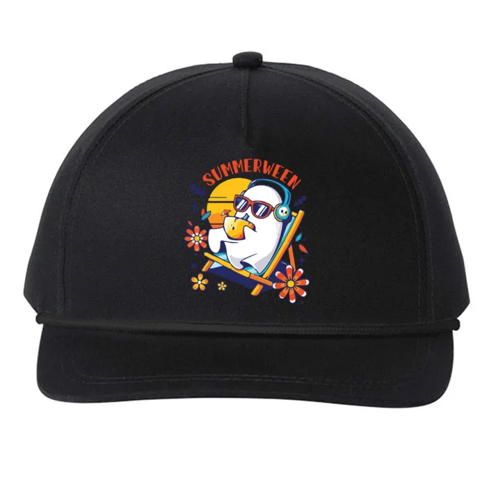 Summerween Cute Spooky Summer Ghost Halloween Lover Snapback Five-Panel Rope Hat