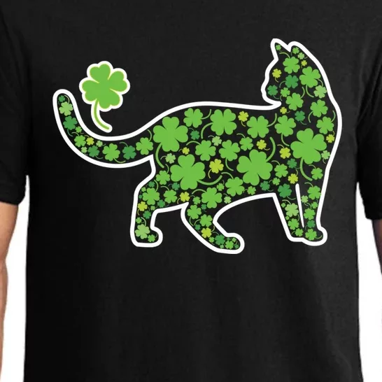 Shamrock Cat St Patricks Day For Irish Feline Lover Gift Pajama Set